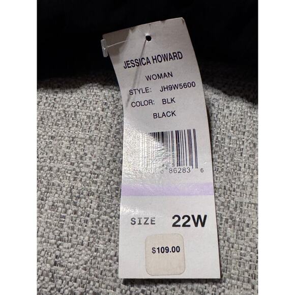 Jessica Howard Plus Size Black Shift Dress Sheer Short Sleeve Flattering Sz 22W - Picture 5 of 12